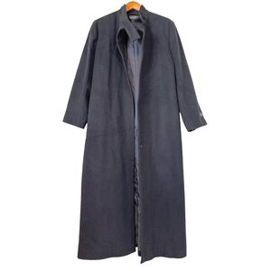 NEW Harve Benard Black 100% Wool Long Trench Coat Lined Size 16 Heavyweight